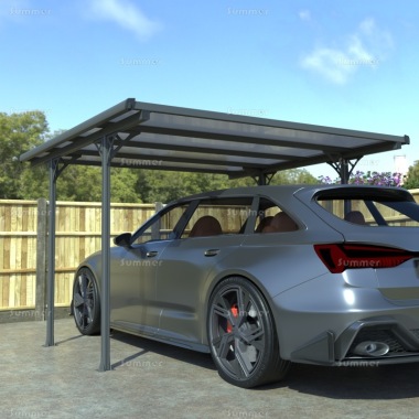 Aluminium Carport 490 - Adjustable Posts, Polycarbonate Roof Aluminium Carport 490 - Adjustable Posts, Polycarbonate Roof