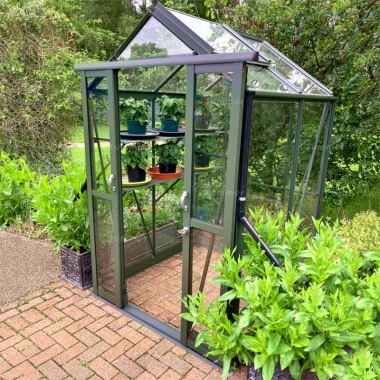 Green Aluminium Greenhouse 193 - Double Door, Toughened Glass Green Aluminium Greenhouse 193 - Double Door, Toughened Glass