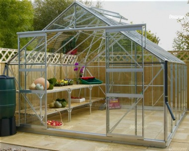 Large Grey Aluminium Greenhouse 523 - Double Door Large Grey Aluminium Greenhouse 523 - Double Door