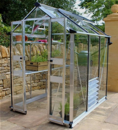 Aluminium Greenhouse 242 - Silver, Zero Threshold Doorway Aluminium Greenhouse 242 - Silver, Zero Threshold Doorway