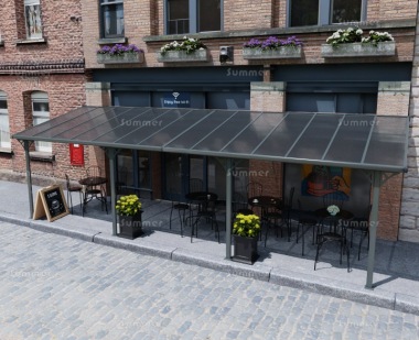 Large Aluminium Lean To Gazebo 373 - Adjustable Height, Polycarbonate Roof