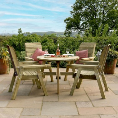 Pressure Treated 4 Seater Dining Set 831 - Round Table, Chairs, PEFC Certified Pressure Treated 4 Seater Dining Set 831 - Round Table, Chairs, PEFC Certified