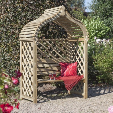 Garden Arbour 341 - Pressure Treated, Curved Slatted Roof, PEFC Certified Garden Arbour 341 - Pressure Treated, Curved Slatted Roof, PEFC Certified