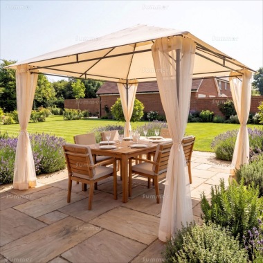 Metal Gazebo 166 - Hipped Roof, Side Screens Metal Gazebo 166 - Hipped Roof, Side Screens