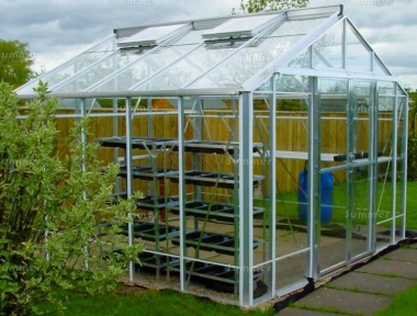 Large Grey Aluminium Greenhouse 615 - Double Door Large Grey Aluminium Greenhouse 615 - Double Door