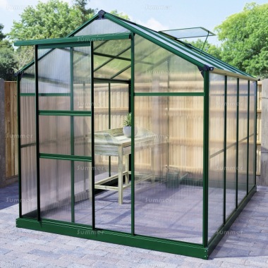 Aluminium Greenhouse 080 - Green, Polycarbonate, Base Included Aluminium Greenhouse 080 - Green, Polycarbonate, Base Included