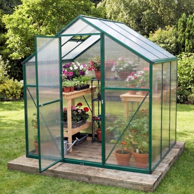 Aluminium Greenhouse 026 - Green, Box Profile, Clip Free, Easy-Fit Aluminium Greenhouse 026 - Green, Box Profile, Clip Free, Easy-Fit
