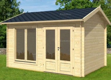 45mm Log Cabin 017 - Side Door Apex, Double Glazed 45mm Log Cabin 017 - Side Door Apex, Double Glazed