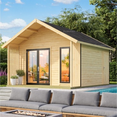 Two Room Apex Log Cabin 41 - Modern Aluminium Hybrid, FSC® Certified Two Room Apex Log Cabin 41 - Modern Aluminium Hybrid, FSC® Certified