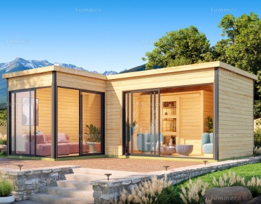 Two Room 45mm Log Cabin 181 - Modern Aluminium Hybrid, FSC® Certified Two Room 45mm Log Cabin 181 - Modern Aluminium Hybrid, FSC® Certified