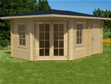 Two Room Double Door 45mm Corner Log Cabin 526 - FSC® Certified Two Room Double Door 45mm Corner Log Cabin 526 - FSC® Certified