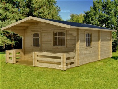 Three Room Apex Log Cabin 73 - Verandah, FSC® Certified Three Room Apex Log Cabin 73 - Verandah, FSC® Certified