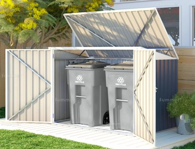 Metal Wheelie Bin Store 180 - Galvanized Steel Double Bin Cover Metal Wheelie Bin Store 180 - Galvanized Steel Double Bin Cover