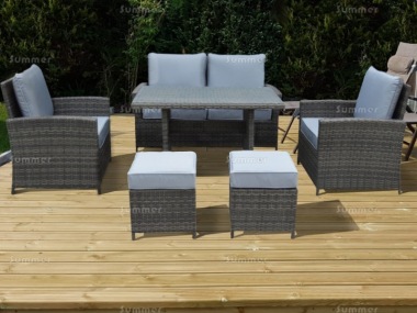 6 Seater Rattan Dining Set 625 - Aluminium Frame, 100mm Cushions 6 Seater Rattan Dining Set 625 - Aluminium Frame, 100mm Cushions