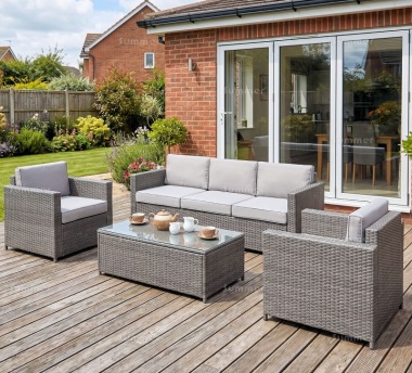 5 Seater Rattan Lounge Set 243 - Steel Frame, 80mm Cushions 5 Seater Rattan Lounge Set 243 - Steel Frame, 80mm Cushions