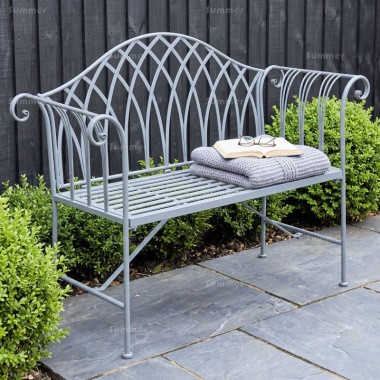 2 Seater Vintage Bench 632 - Wrought Iron, Grey Antique Finish 2 Seater Vintage Bench 632 - Wrought Iron, Grey Antique Finish