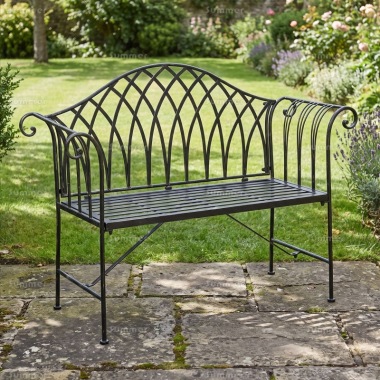2 Seater Vintage Bench 633 - Wrought Iron, Black Antique Finish 2 Seater Vintage Bench 633 - Wrought Iron, Black Antique Finish