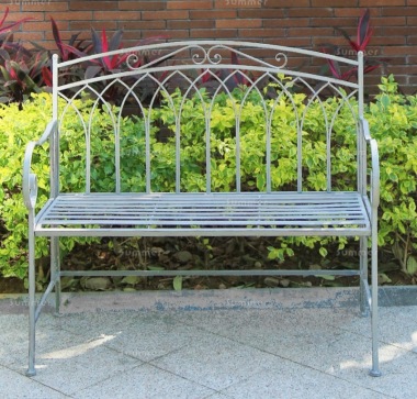 2 Seater Vintage Bench 692 - Wrought Iron, Grey Antique Finish 2 Seater Vintage Bench 692 - Wrought Iron, Grey Antique Finish