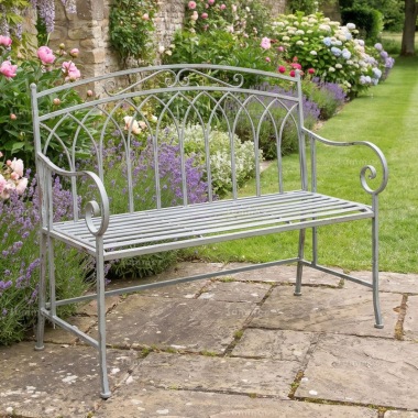 2 Seater Vintage Bench 692 - Wrought Iron, Grey Antique Finish 2 Seater Vintage Bench 692 - Wrought Iron, Grey Antique Finish