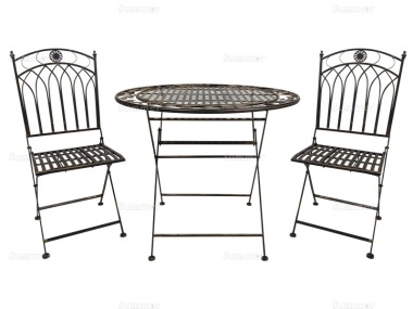 Vintage 2 Seat Bistro Set 613 - Black Antique Finish, Fully Assembled