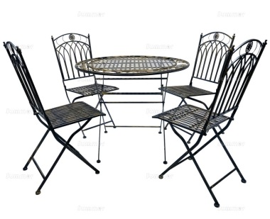 Vintage 4 Seat Dining Set 617 - Black Antique Finish, Fully Assembled Vintage 4 Seat Dining Set 617 - Black Antique Finish, Fully Assembled