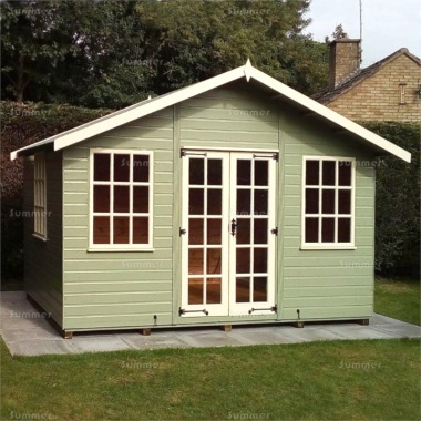 Georgian Apex Summerhouse 424 - Painted, Double Door, Fitted Free Georgian Apex Summerhouse 424 - Painted, Double Door, Fitted Free
