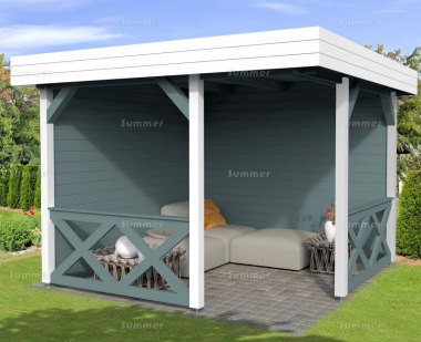 40mm Wooden Corner Gazebo 908 - Fully Boarded Walls, Balustrades 40mm Wooden Corner Gazebo 908 - Fully Boarded Walls, Balustrades