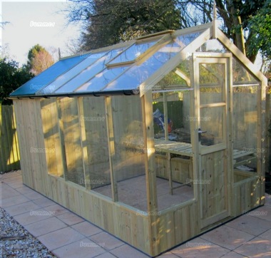 Thermowood Wooden Greenhouse 212 - Built In Shed, Fitted Free Thermowood Wooden Greenhouse 212 - Built In Shed, Fitted Free
