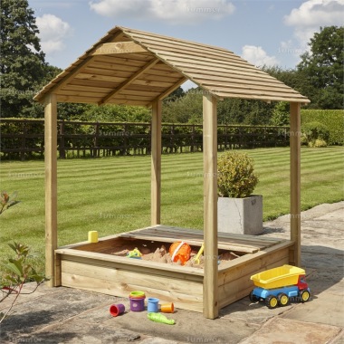 Wooden Sandpit 311 - Pressure Treated, Boarded Lid, Roof Canopy, PEFC Certified Wooden Sandpit 311 - Pressure Treated, Boarded Lid, Roof Canopy, PEFC Certified