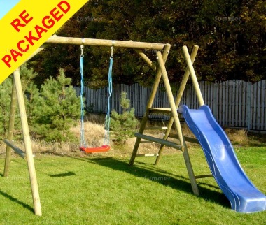 Repackaged Wooden Swing Set 617 - Slide, Swing, Pressure Treated Repackaged Wooden Swing Set 617 - Slide, Swing, Pressure Treated